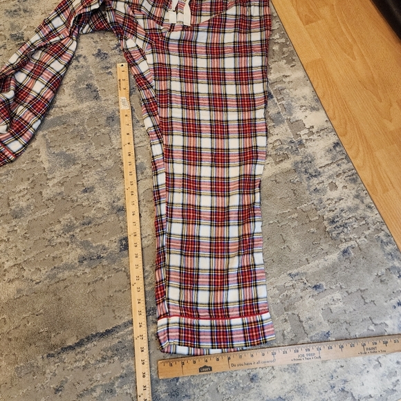 J. Crew Flannel Pajama Pant White Stewart Tartan Plaid Size Large - Picture 8 of 12